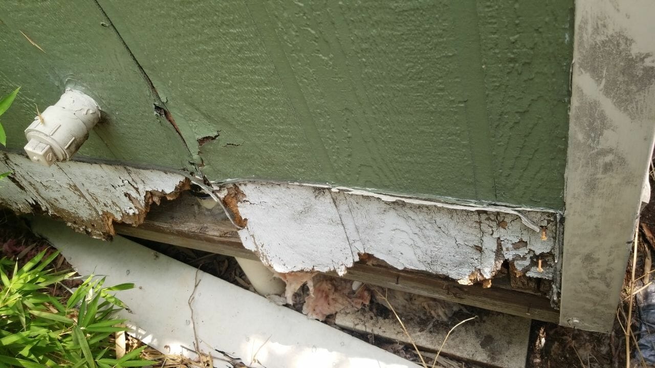 damaged siding on building